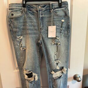 KanCan Los Angeles Paint Splatter Distressed Light Wash Jeans Size 13/30 NEW